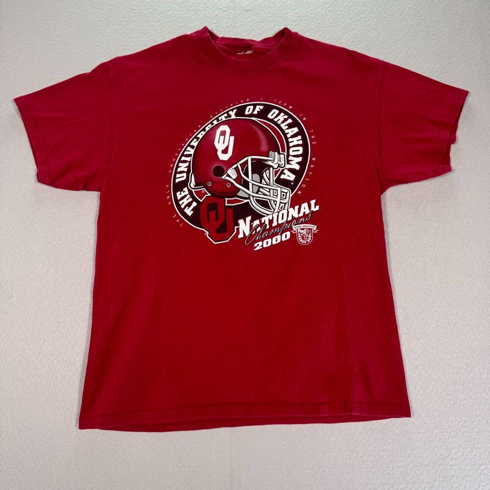 Vintage Oklahoma Sooners‎ T-Shirt Mens Medium Red National Champs 2000 Y2K NCAA